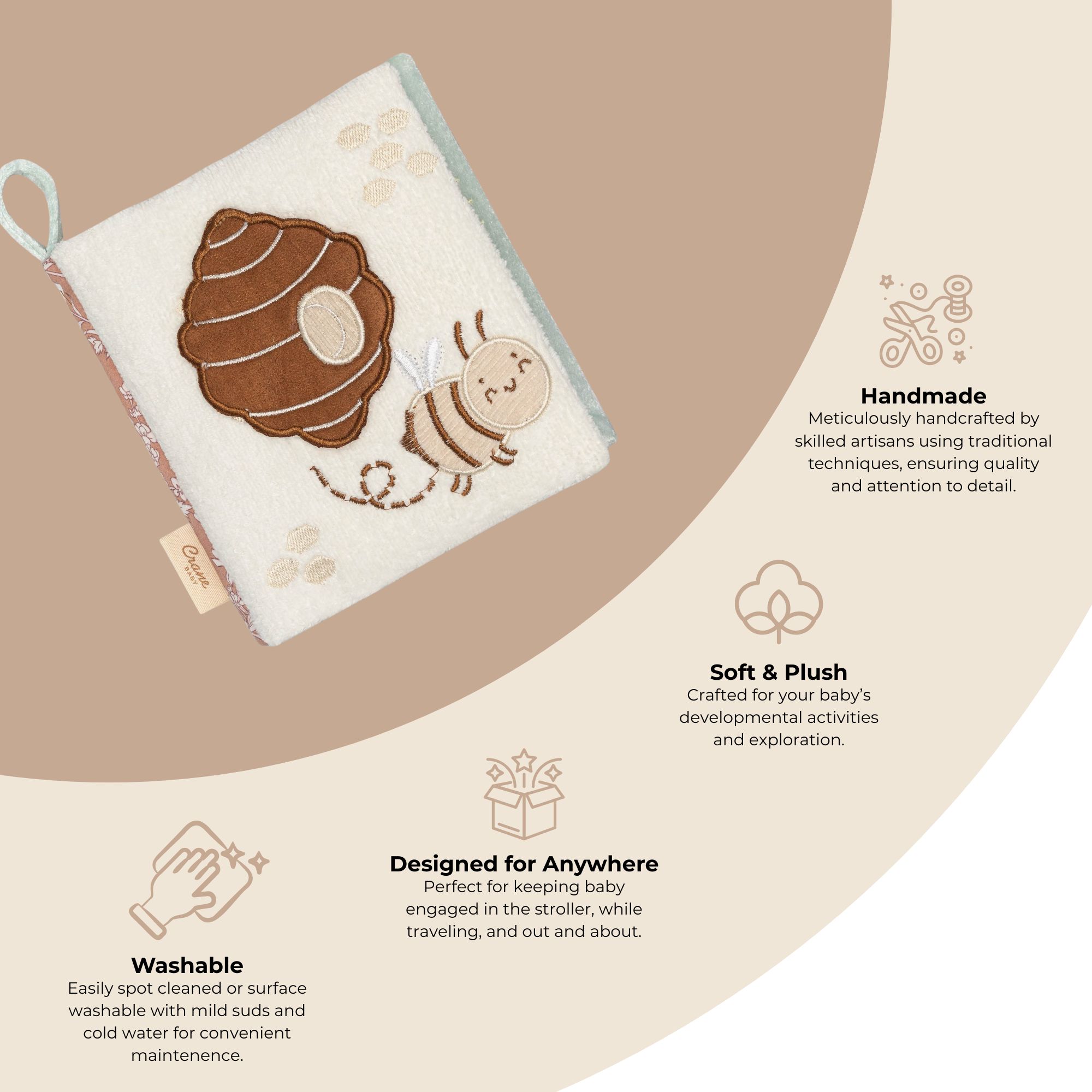 Crane Baby Violet Soft Activity Book- Bambi Baby