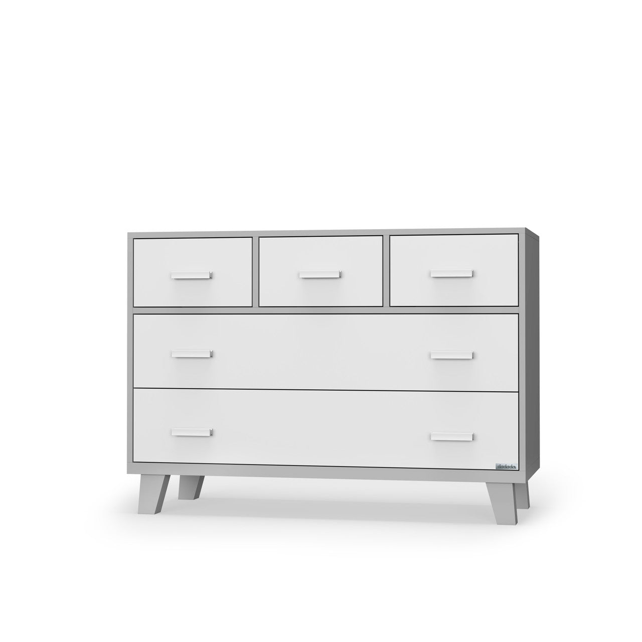 Dadada Boston Collection RTA 5 Drawer Dresser in White and Gray- Bambi Baby