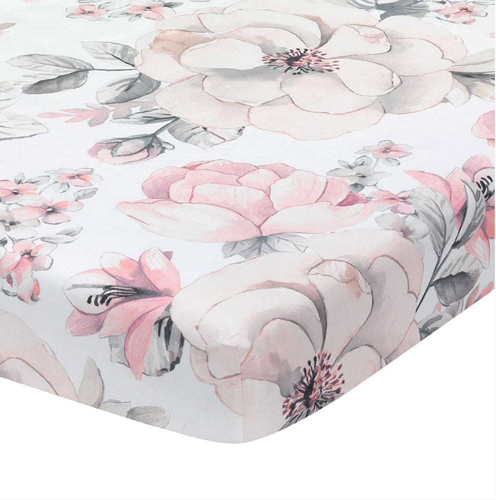 Lambs & Ivy Botanical Baby - Signature Sheet - White Floral- Bambi Baby