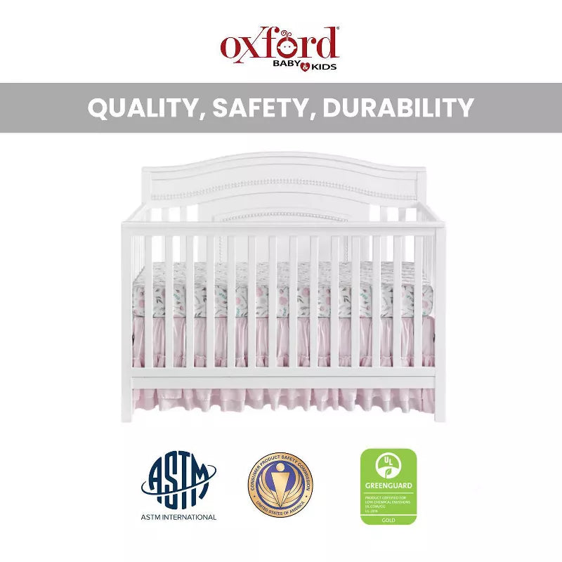 Oxford Baby Briella 4 in 1 Convertible Crib - White- Bambi Baby
