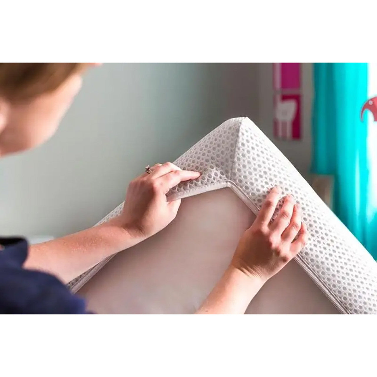Lullaby Earth Breathe-Safe Breathable Mini Crib Cover - White- Bambi Baby