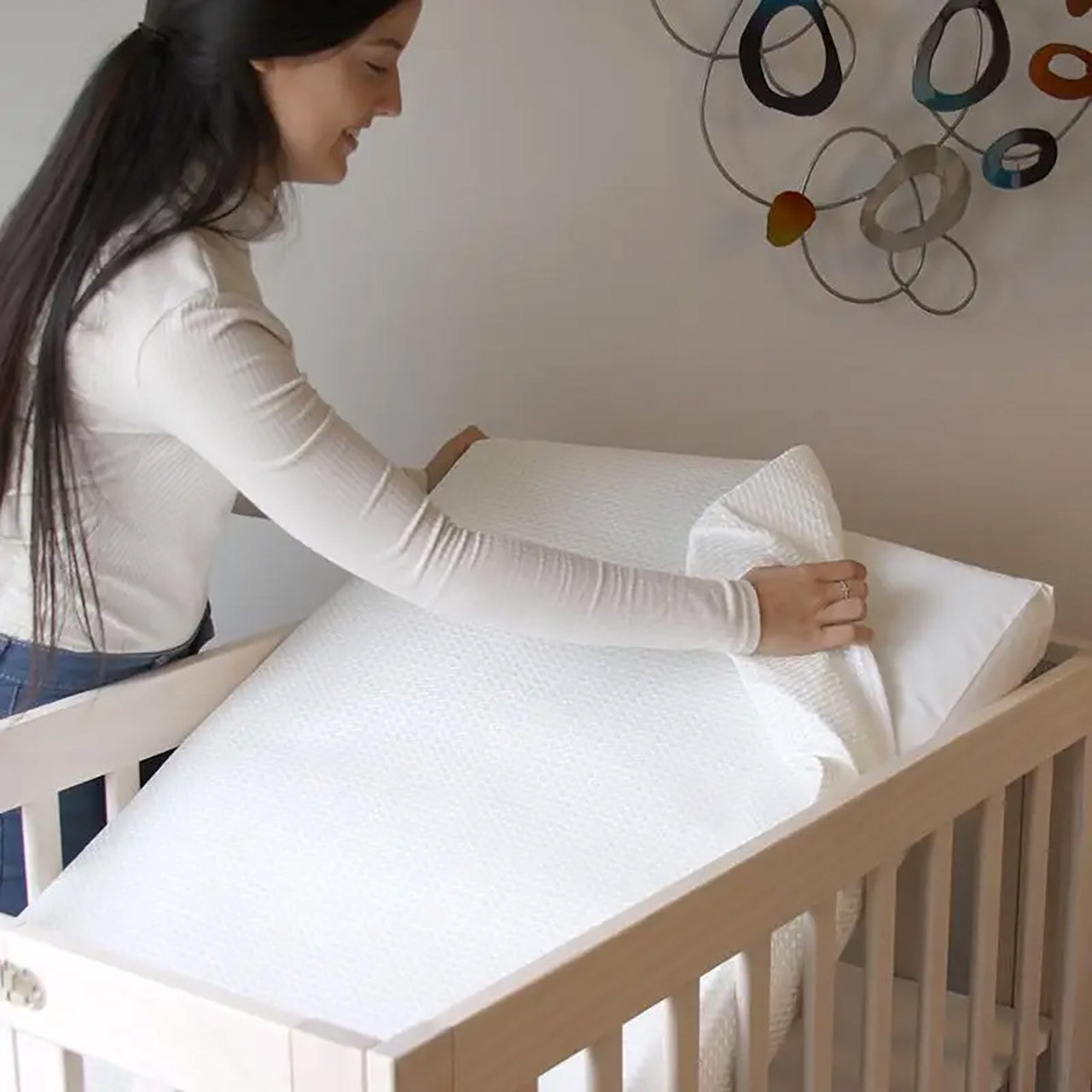 Lullaby Earth Breathe-Safe Breathable Mini Crib Cover - White- Bambi Baby