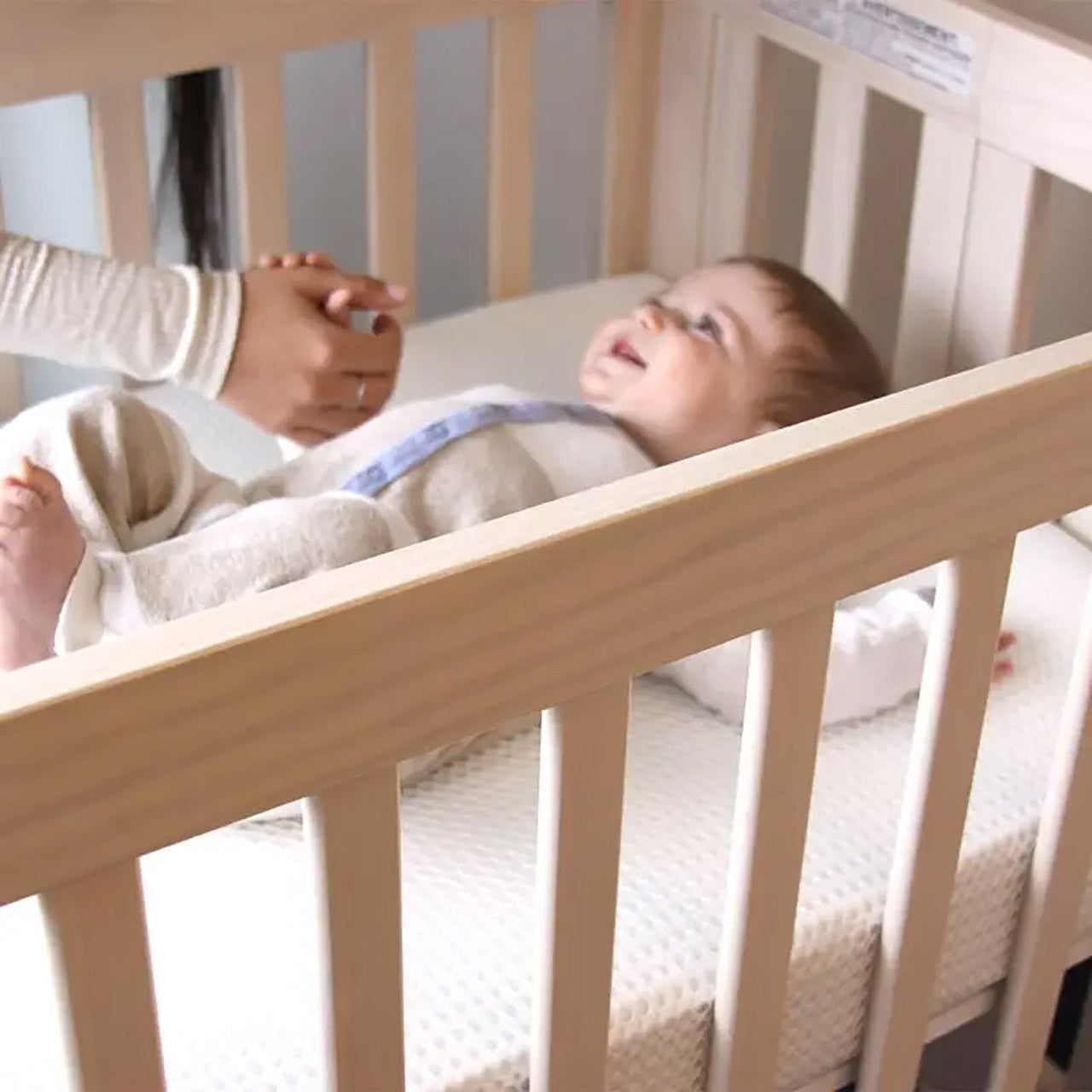 Lullaby Earth Breathe-Safe Breathable Mini Crib Cover - White- Bambi Baby