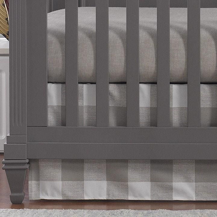 Liz and Roo Buffalo Check Crib Skirt 17" Drop in Taupe- Bambi Baby