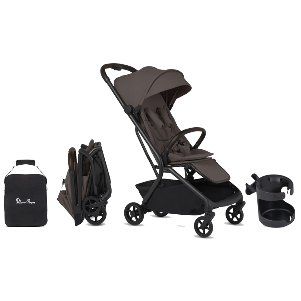 Silver Cross Nia Compact Stroller Travel Bundle - Chocolate- Bambi Baby