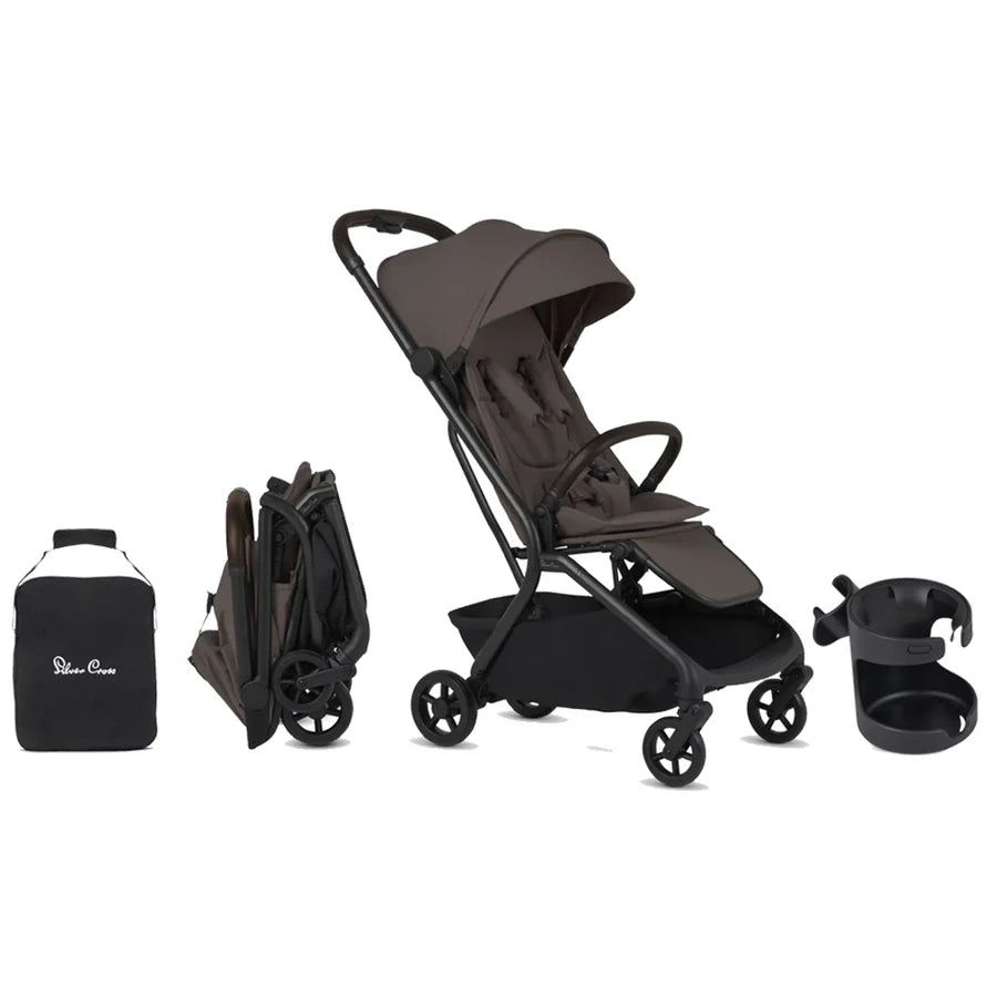 Silver Cross Nia Compact Stroller Travel Bundle - Chocolate- Bambi Baby
