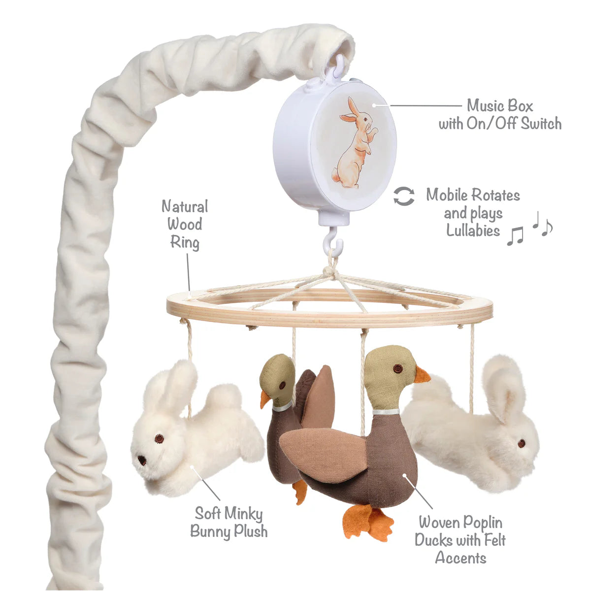 Lambs & Ivy Signature Bunny Hop Musical Baby Crib Mobile Soother Toy- Bambi Baby