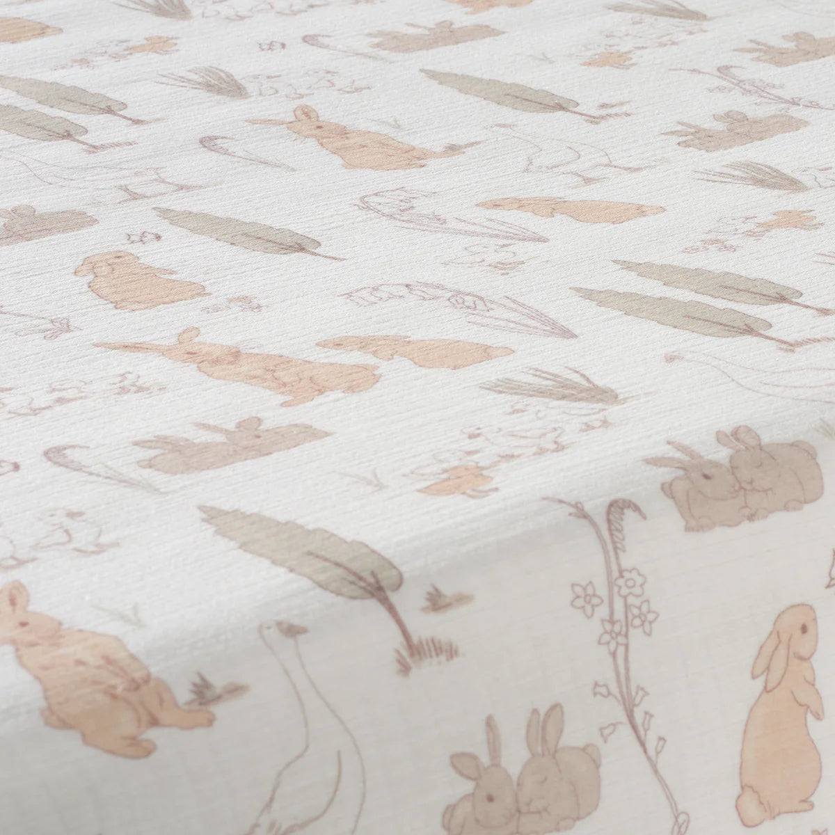 Lambs & Ivy Signature Bunny Hop Organic Cotton Muslin Baby Fitted Crib Sheet- Bambi Baby