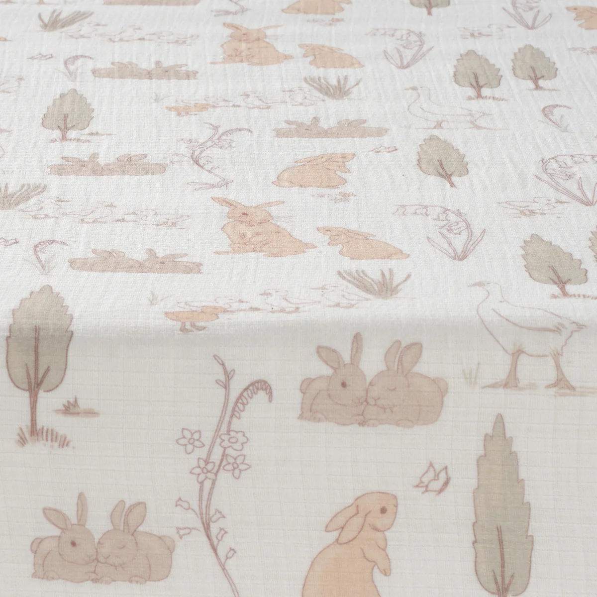 Lambs & Ivy Signature Bunny Hop Organic Cotton Muslin Baby Fitted Crib Sheet- Bambi Baby