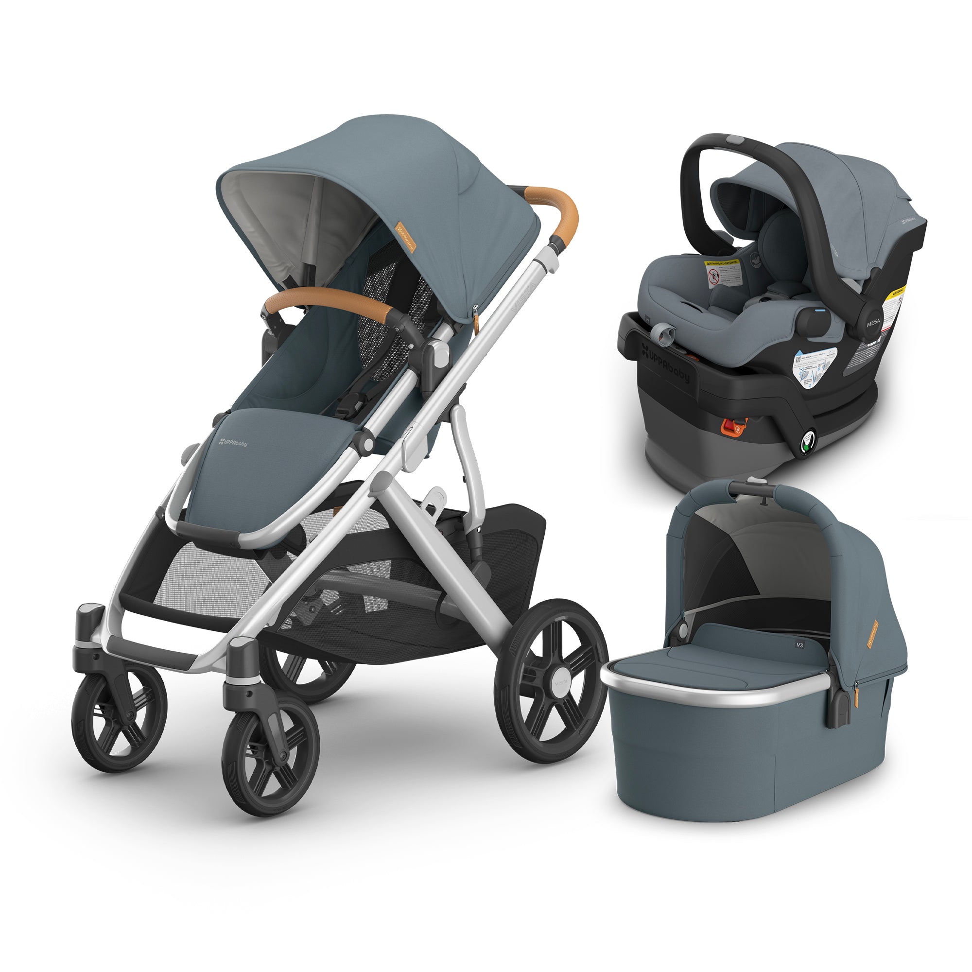 UPPAbaby Vista V3 From Birth Complete Travel System (Stroller + Mesa V3 Infant Car Seat + Bassinet V3)- Bambi Baby