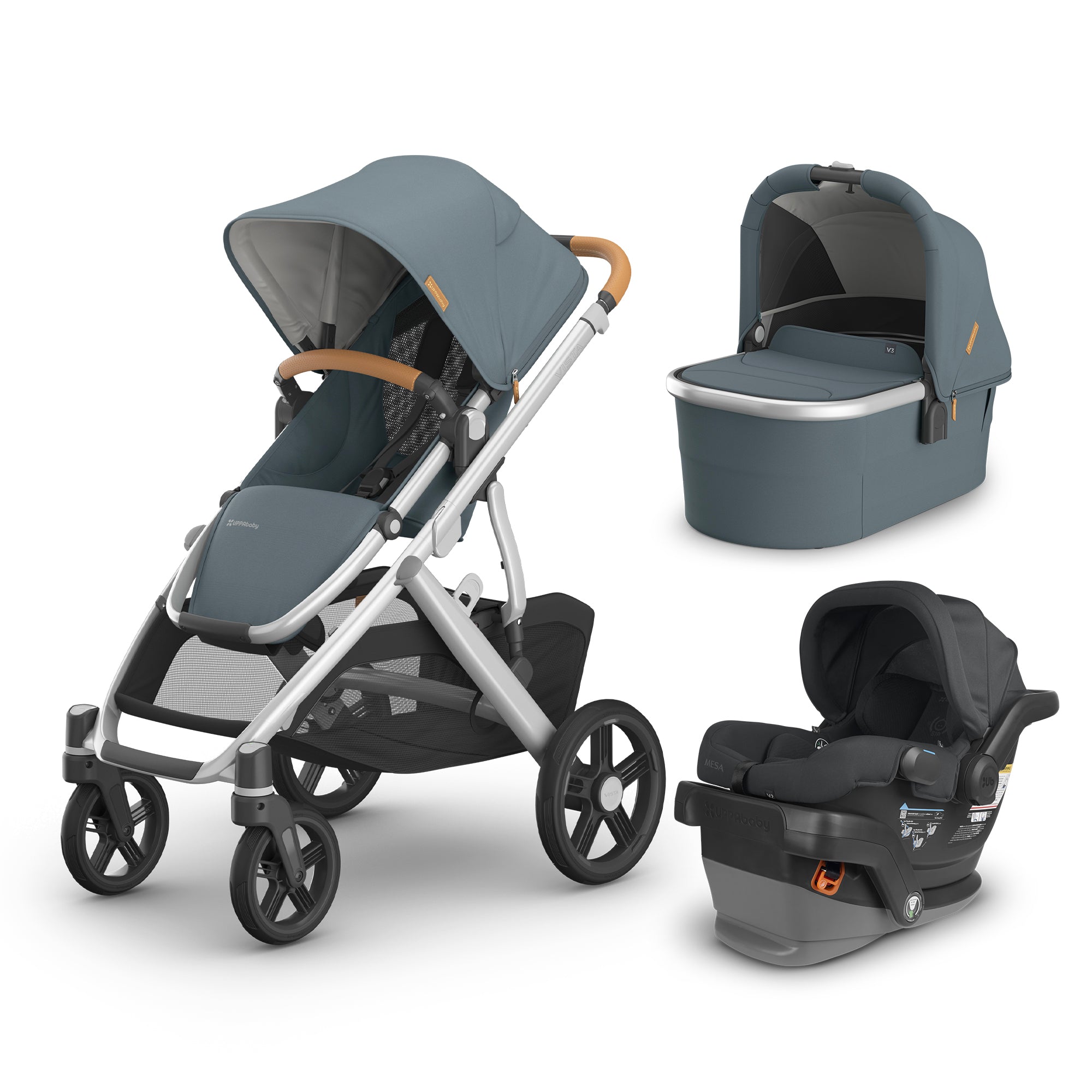 UPPAbaby Vista V3 From Birth Complete Travel System (Stroller + Mesa V2 Infant Car Seat + Bassinet V3)- Bambi Baby