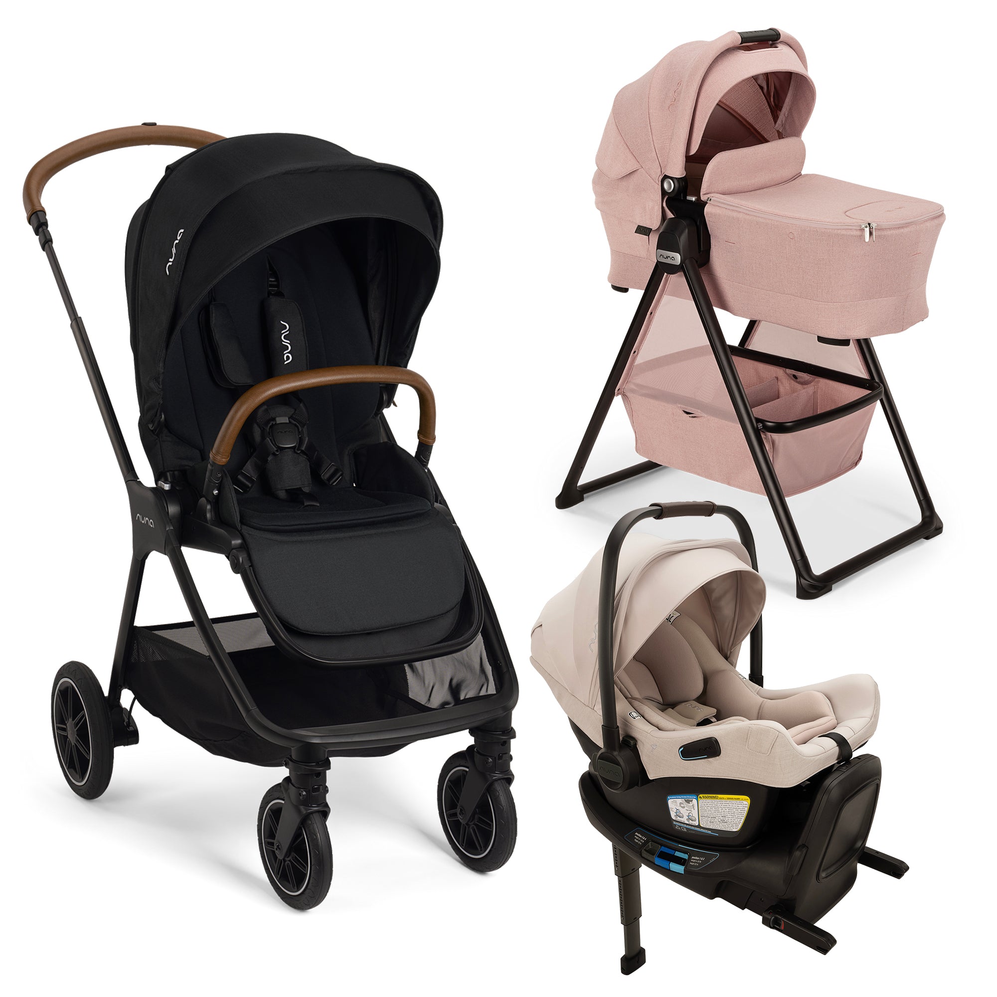 Nuna Triv Next Stroller + Lytl Bassinet + Stand + Pipa Aire RX Infant Car Seat Travel System- Bambi Baby