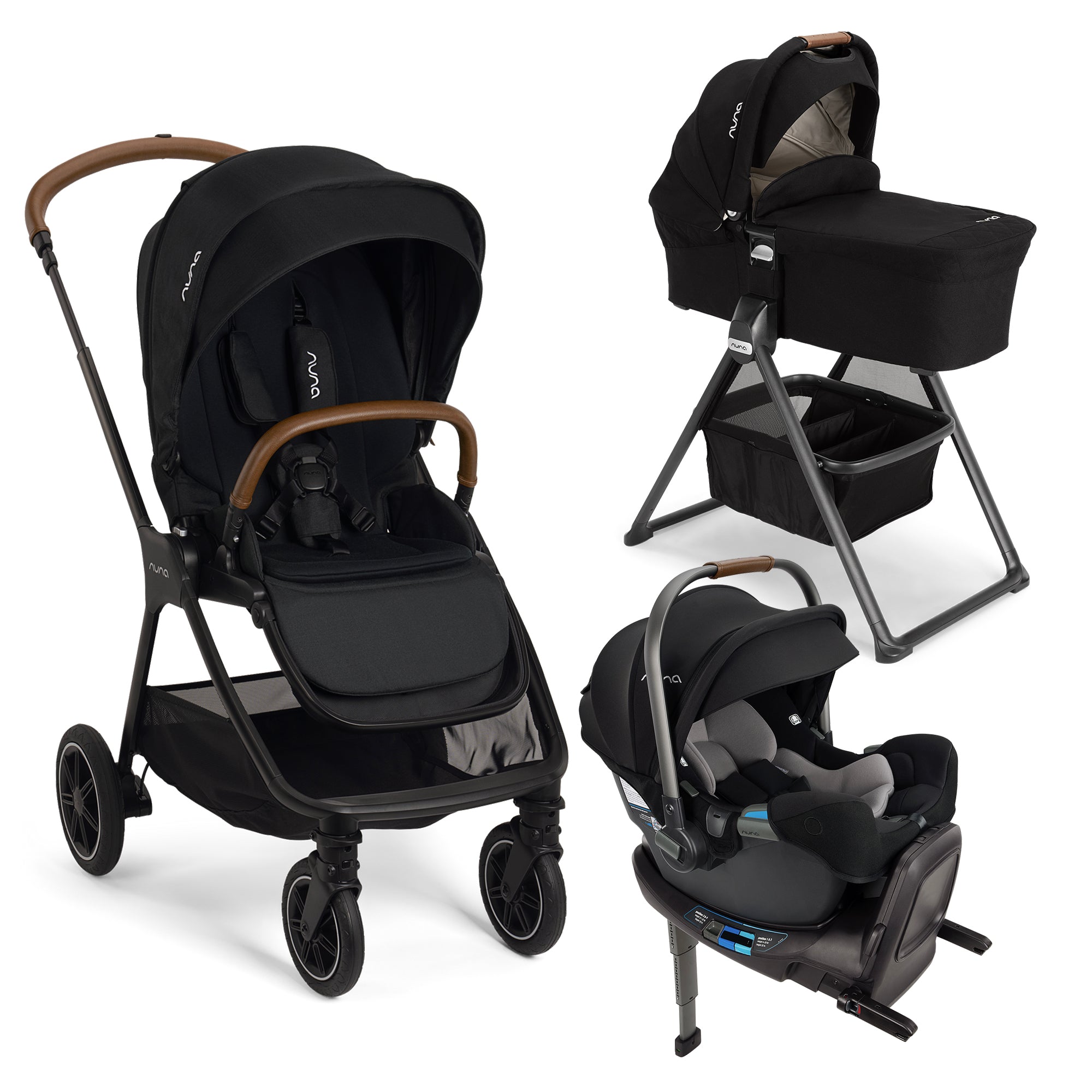 Carrinho Nuna Triv Next + Berço Lytl + Suporte + Sistema de Viagem para Cadeirinha Infantil Pipa RX- Bambi Baby