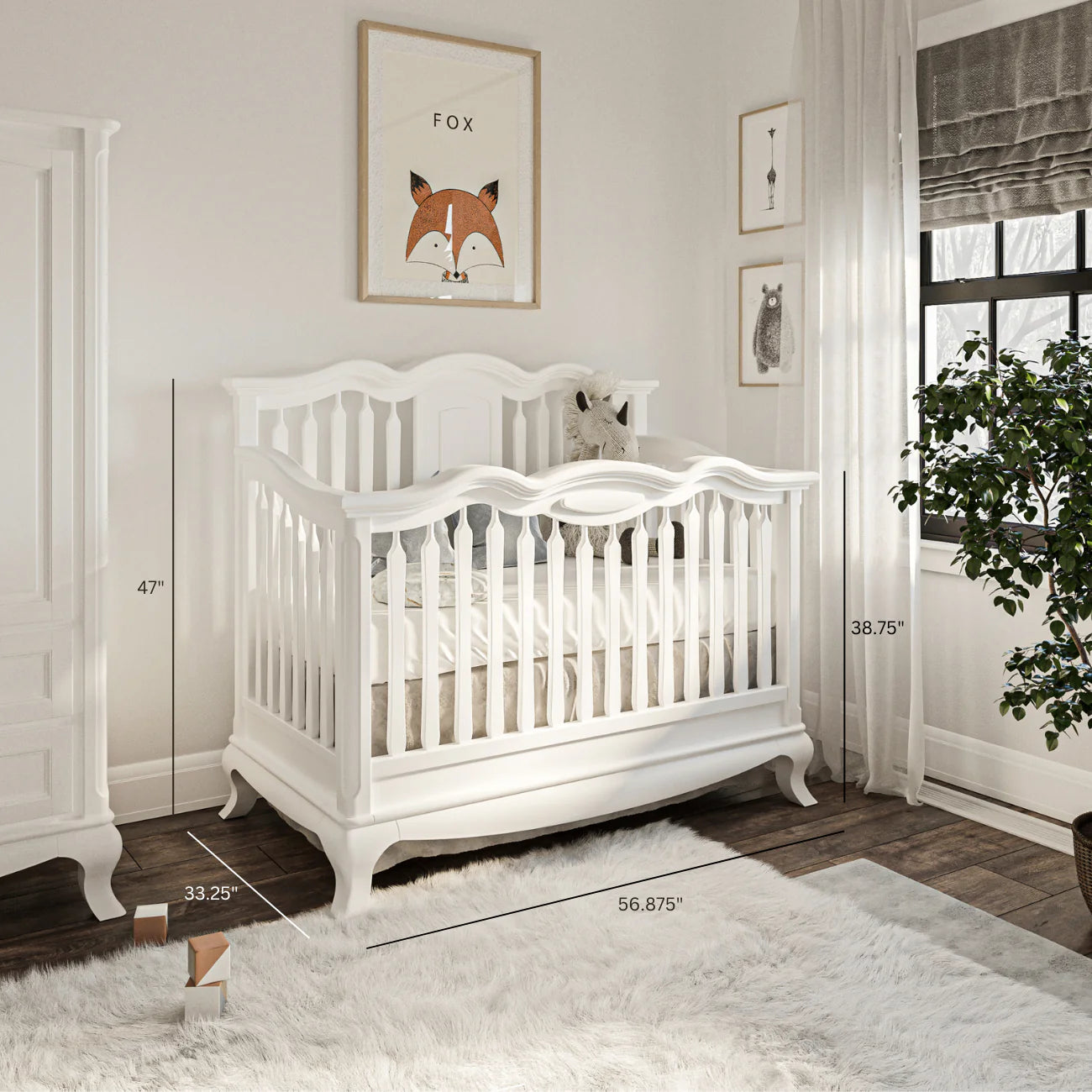 Romina Cleopatra Convertible crib w/ Open Back- Bambi Baby