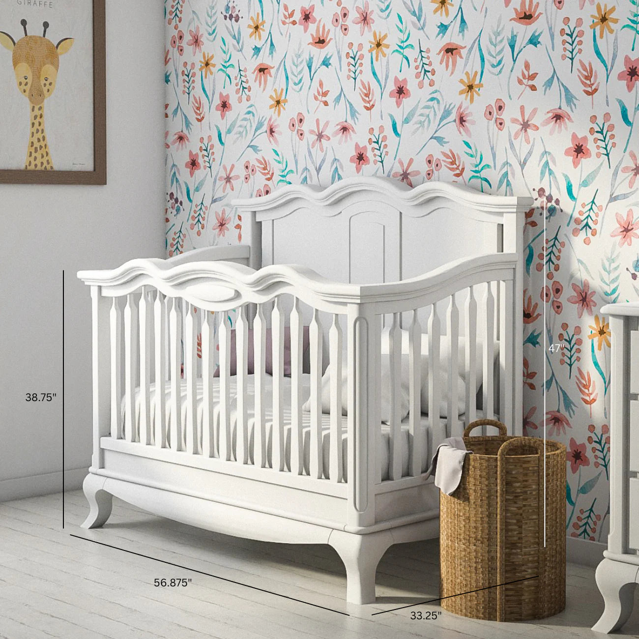 Romina Cleopatra Convertible crib w/ Solid Panel- Bambi Baby