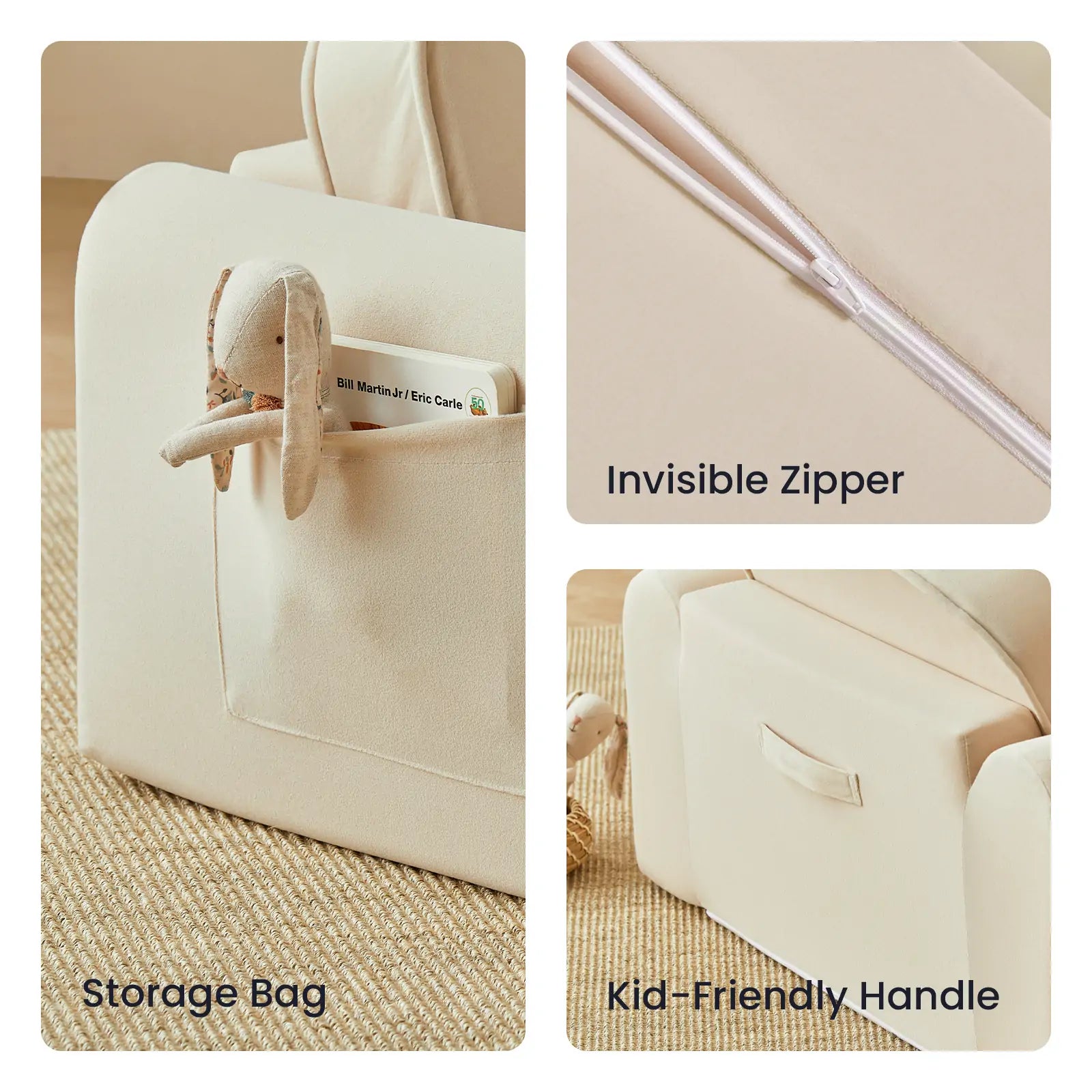 Tiny Land® GentleSnug Kid Chair - Beige White- Bambi Baby