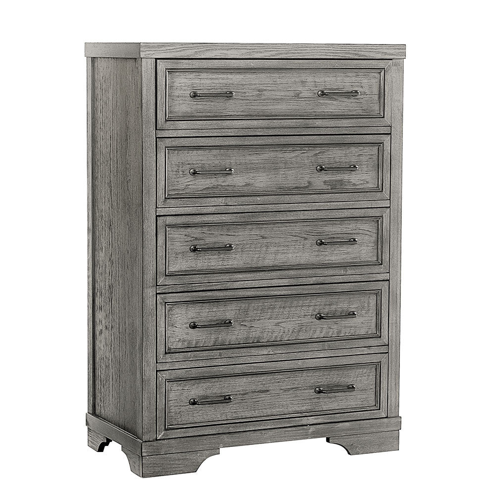 Westwood Foundry 2 Piece Nursery Set - Crib and 5 Drawer Chest in Brushed Pewter- Bambi Baby