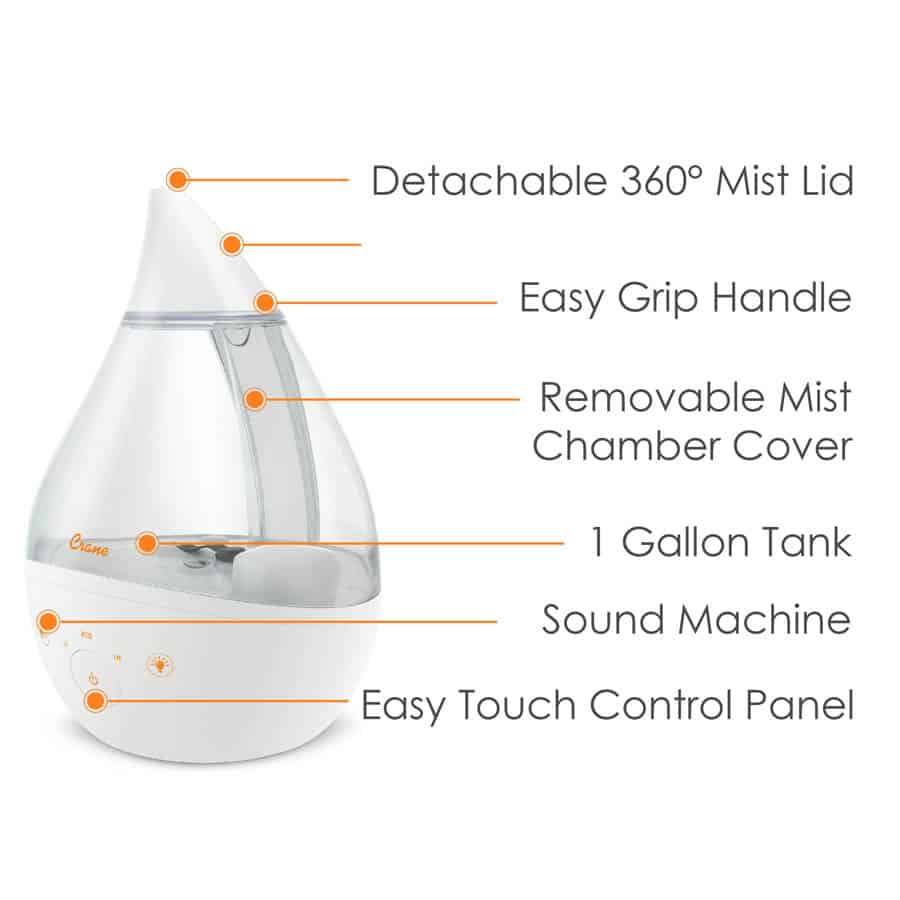 Crane Baby 4-in-1 Top Fill Humidifier with Sound Machine & Night Light- Bambi Baby