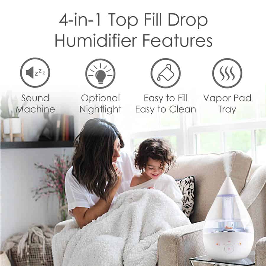 Crane Baby 4-in-1 Top Fill Humidifier with Sound Machine & Night Light- Bambi Baby