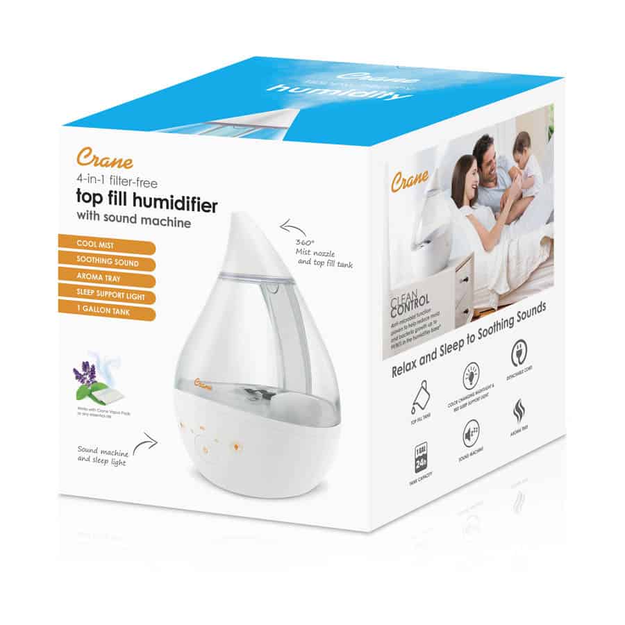 Crane Baby 4-in-1 Top Fill Humidifier with Sound Machine & Night Light- Bambi Baby
