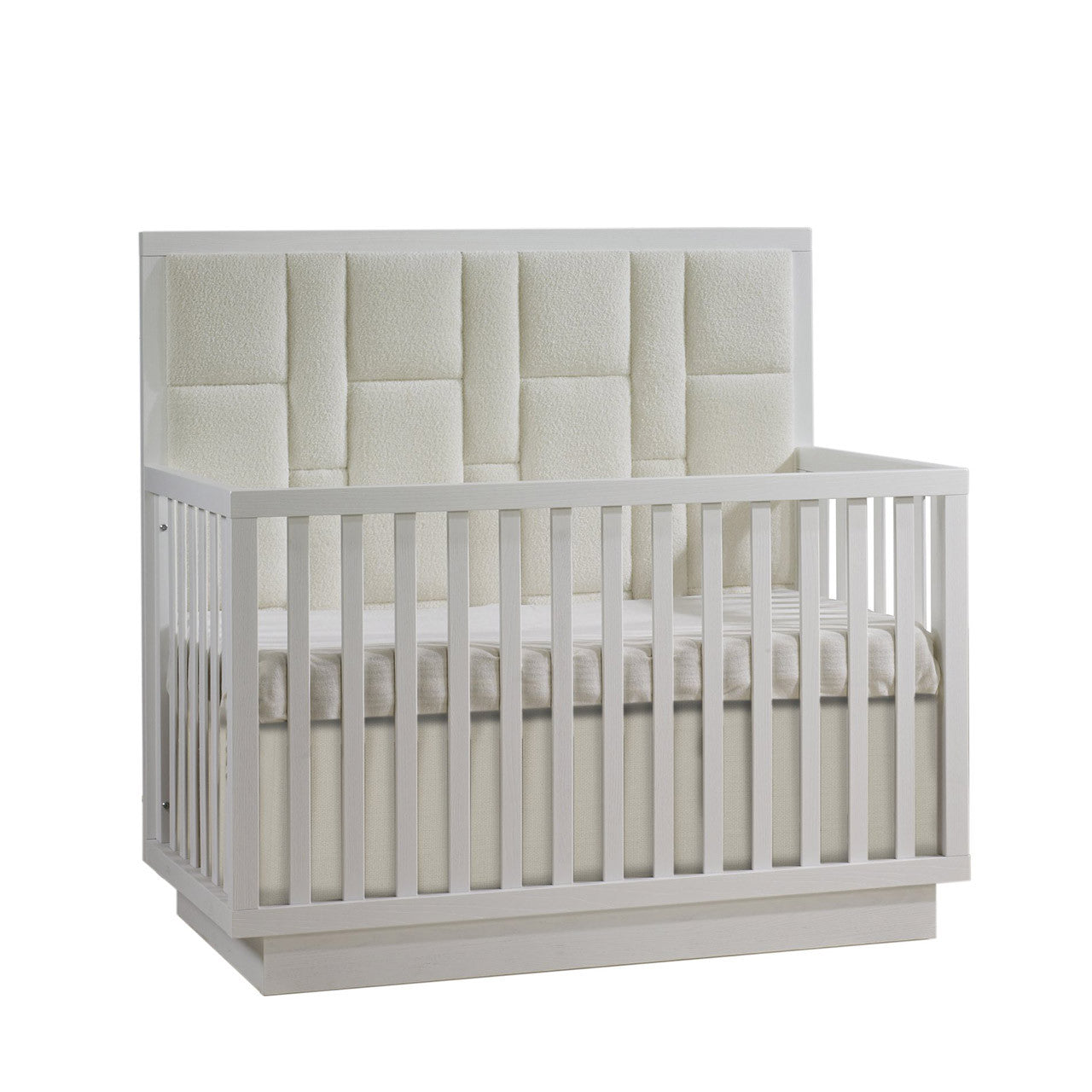 Natart Como Crib-To-Double With Upholstered Panel Boucle Beige in White- Bambi Baby