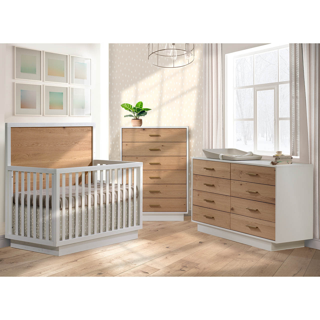 Natart Como Naturale Tall Chest 6 Drawers with Rustic Oak Accents- Bambi Baby
