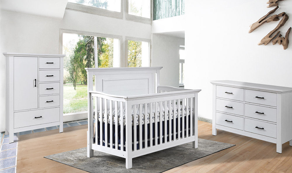Fawn Baby Yosemite Conjunto de berçário de 3 peças - Berço de topo plano em branco vintage- Bambi Baby
