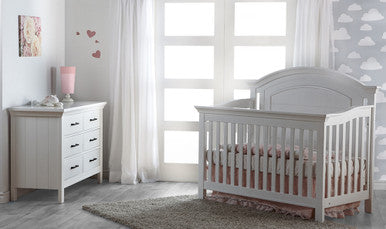 Fawn Baby Yosemite Conjunto de berçário de 2 peças - Berço e cômoda dupla em branco vintage- Bambi Baby