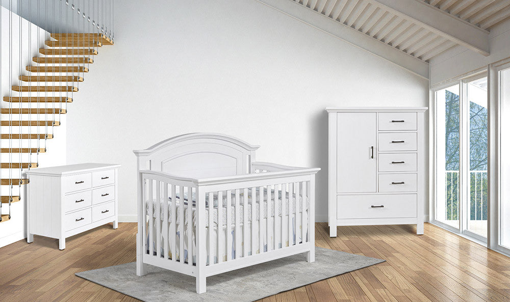 Fawn Baby Yosemite 3 Piece Nursery Set - Arch Crib in Vintage White- Bambi Baby