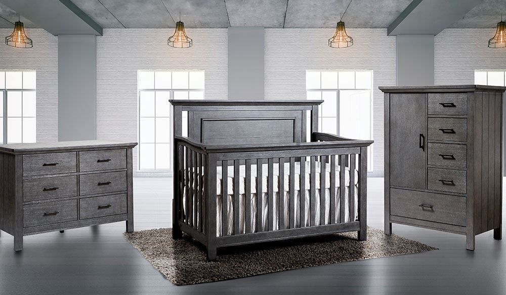 Pali Como Flat Top Crib in Distressed Granite- Bambi Baby