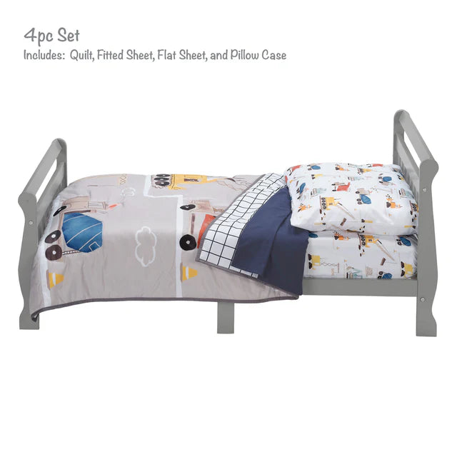 Bedtime Originals Construction Zone 4-Piece  Gray/Navy/White Toddler Bedding Set- Bambi Baby