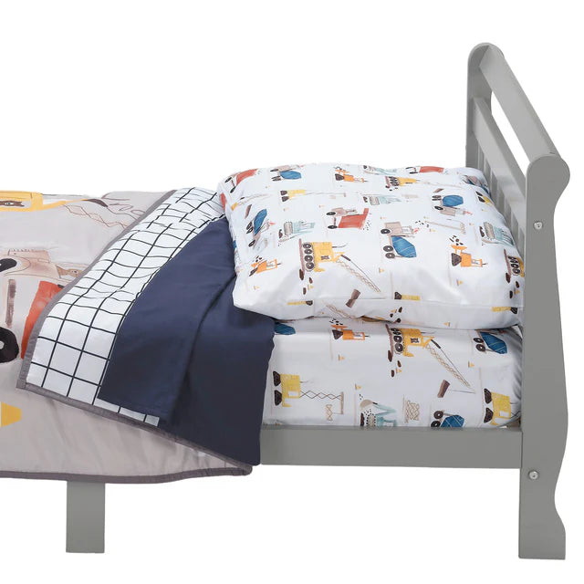 Bedtime Originals Construction Zone 4-Piece  Gray/Navy/White Toddler Bedding Set- Bambi Baby