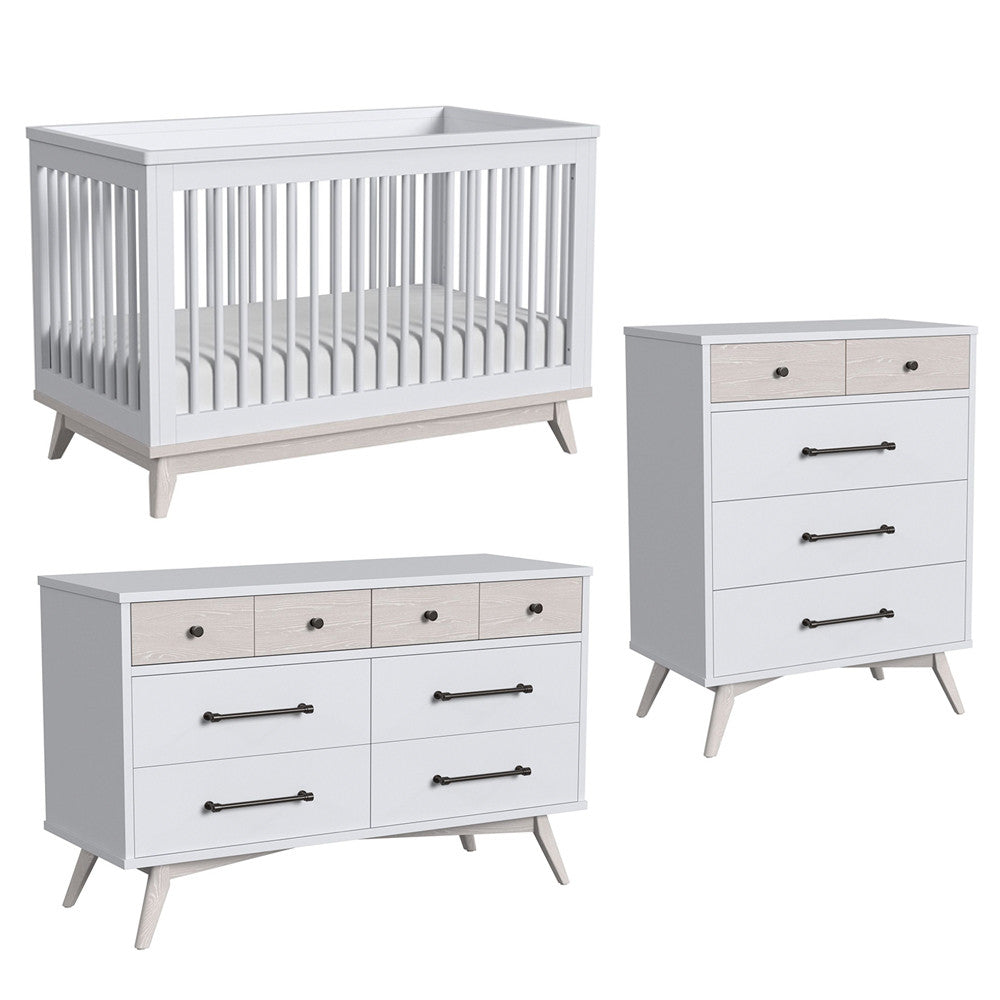 Westwood Rowan 3 Piece Nursery Set in Ash Linen - Cottage Crib, 4 dr, and 6 dr- Bambi Baby