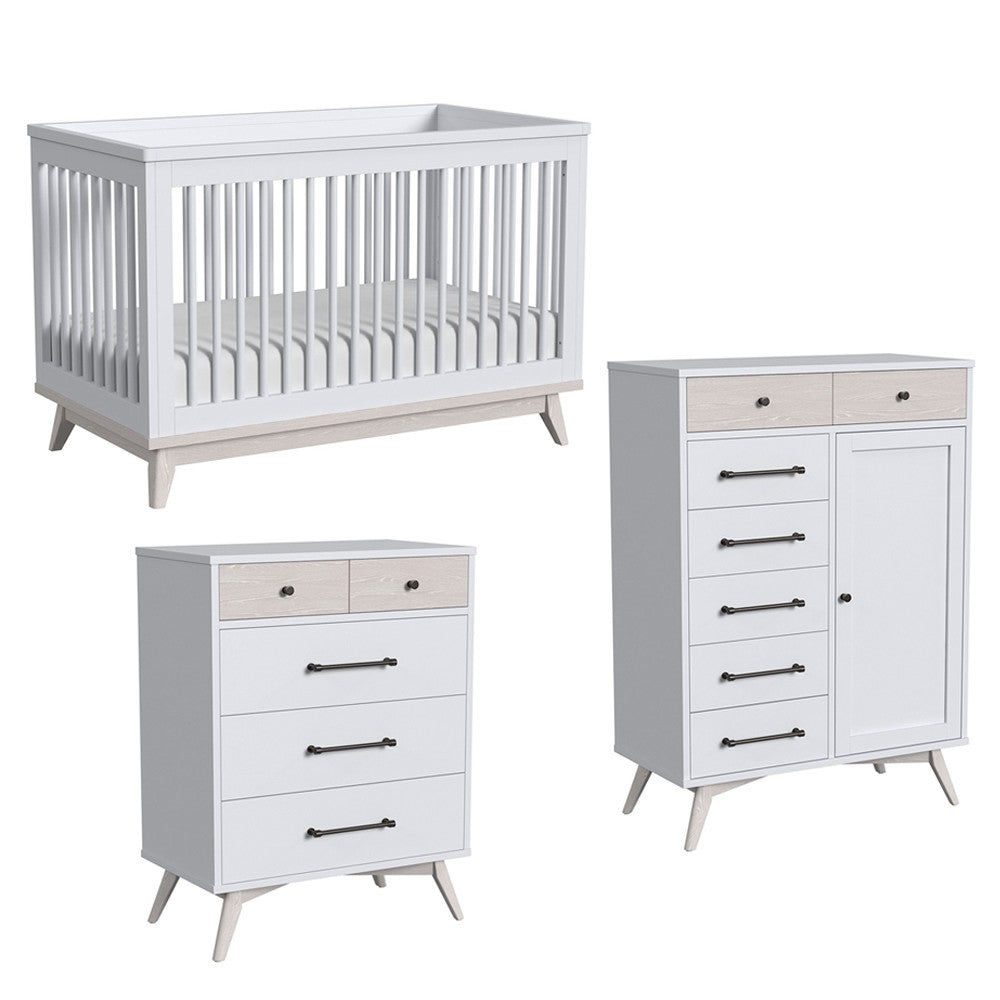 Westwood Rowan 3 Piece Nursery Set in Ash Linen - Cottage Crib, 4 dr, & Chifferobe- Bambi Baby