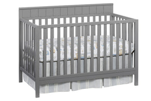Dove Gray Wood Oxford Baby Logan 4-in-1 Convertible Crib - Front View | Bambi Baby
