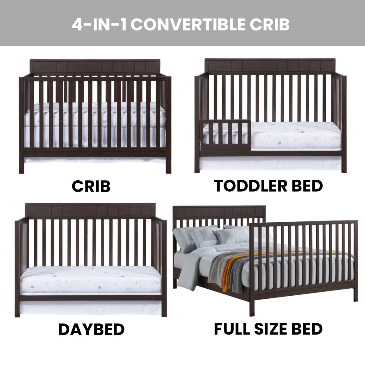 Oxford Baby Logan 4-in-1 Convertible Crib- Bambi Baby