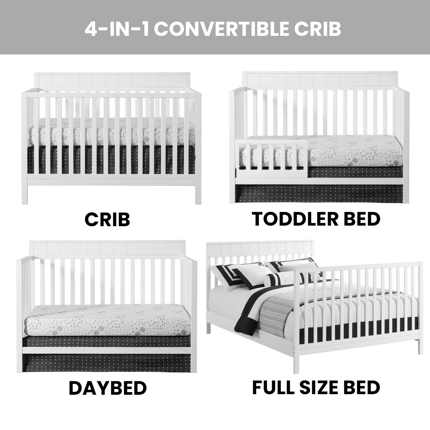 Oxford Baby Logan 4-in-1 Convertible Crib- Bambi Baby