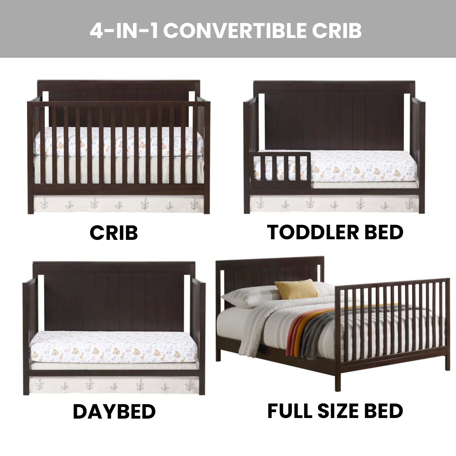 Oxford Baby Lazio 4-in-1 Convertible Crib- Bambi Baby