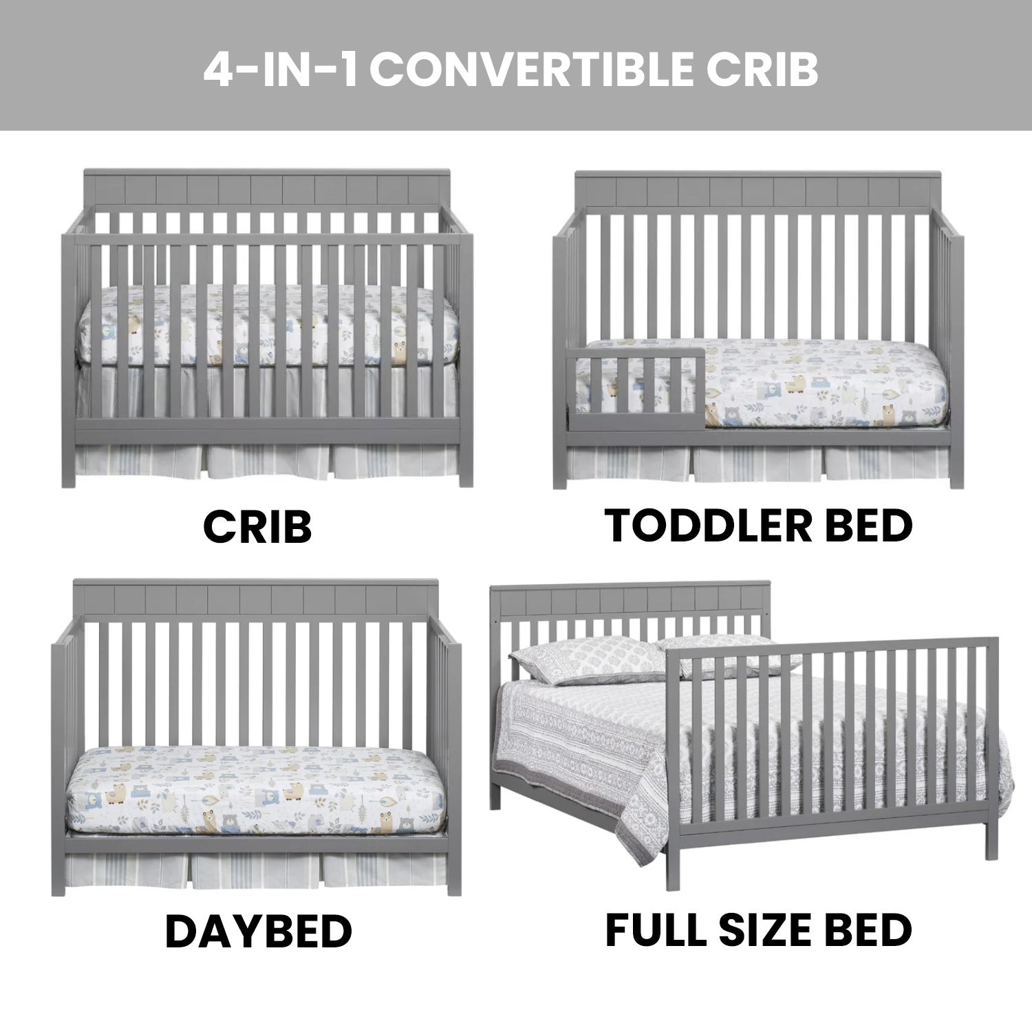 Oxford Baby Logan 4-in-1 Convertible Crib- Bambi Baby