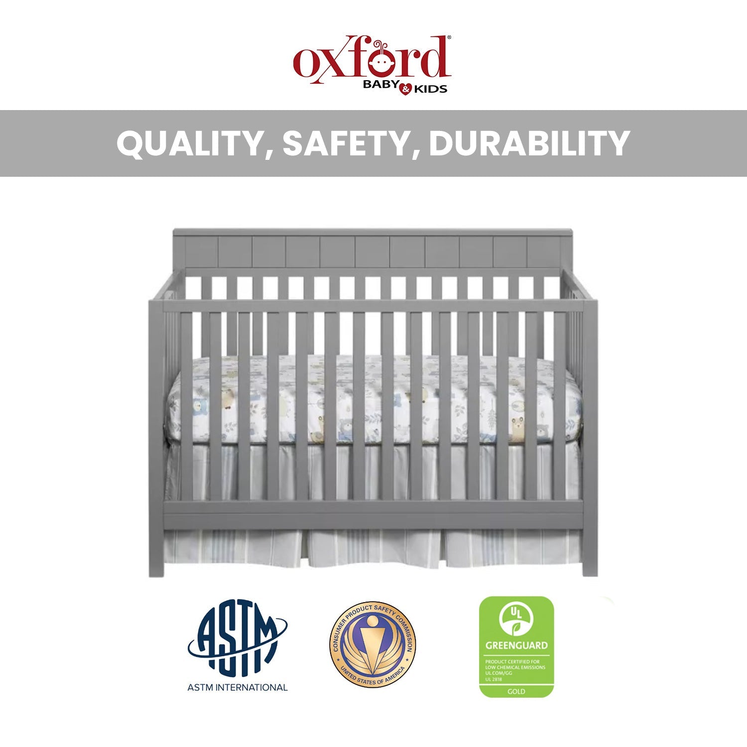 Oxford Baby Logan 4-in-1 Convertible Crib- Bambi Baby