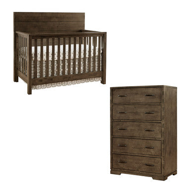 Westwood Dovetail 2 Piece Nursery Set - Chest and Convertible Crib in Graphite- Bambi Baby