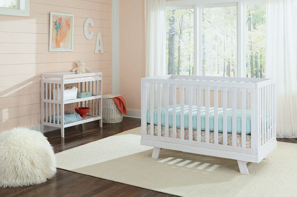 Westwood Reese Collection 2 Piece Nursery Set in White- Crib and Changing Table- Bambi Baby