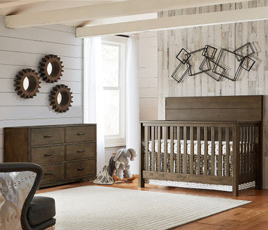 Westwood Dovetail 2 Piece Nursery Set - Double Dresser and Convertible Crib in Graphite- Bambi Baby