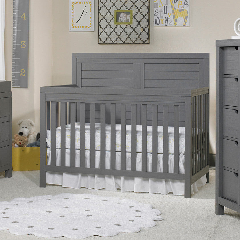 Cuna de panel completo Ti Amo Castello en cepillo de alambre gris - Bambi Baby