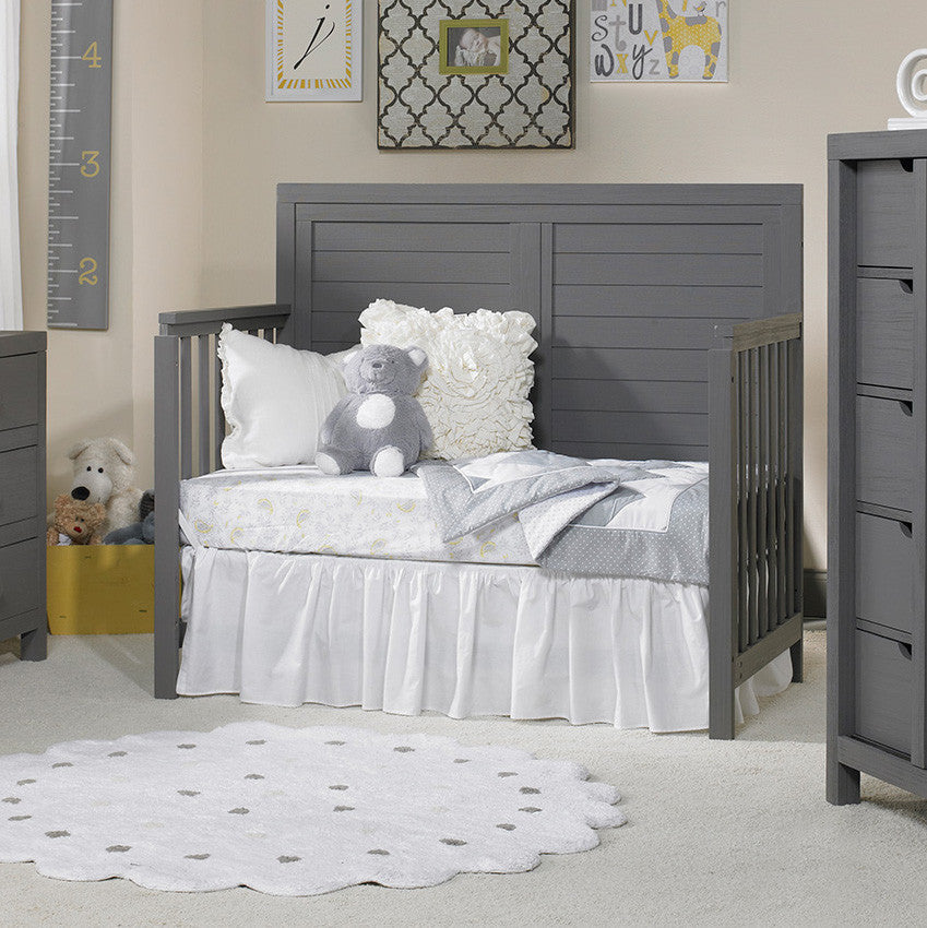 Cuna de panel completo Ti Amo Castello en cepillo de alambre gris- Bambi Baby