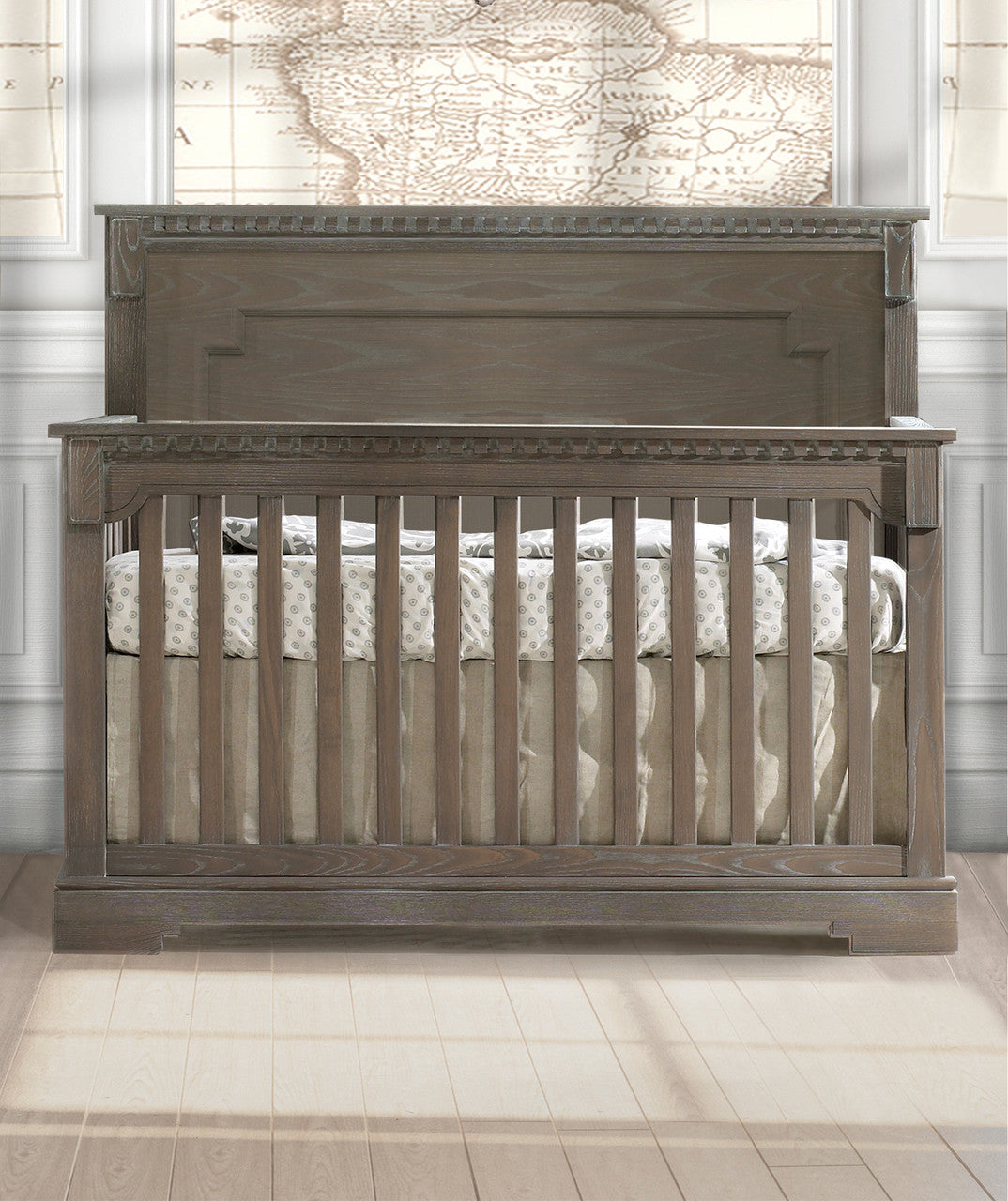 Natart Ithaca 5 in 1 Convertible Crib with Wood Panel- Bambi Baby
