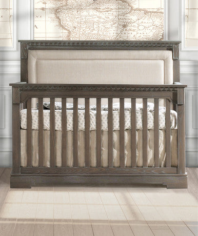 Natart Ithaca 5 in 1 Convertible Crib with Upholstered Panel in Talc- Bambi Baby