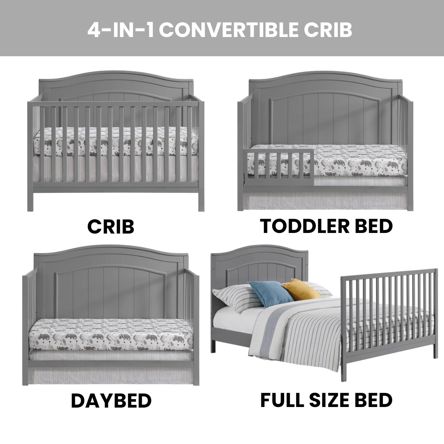 Oxford Baby Nolan 4-in-1 Convertible Crib- Bambi Baby