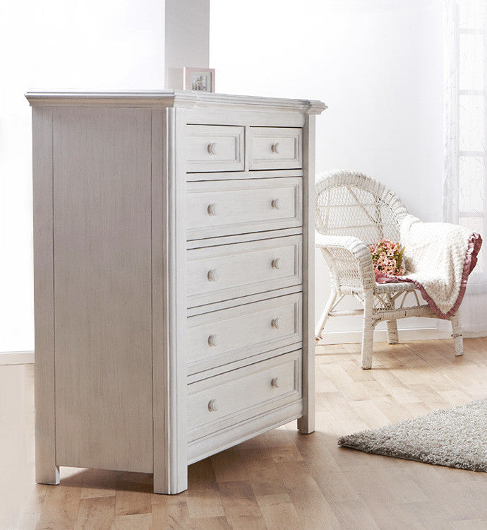 Pali Cristallo Five Drawer Dresser in Vintage White- Bambi Baby