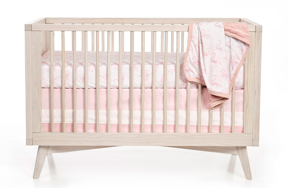 Oilo Blush Woven Cotton Band Crib Skirt- Bambi Baby